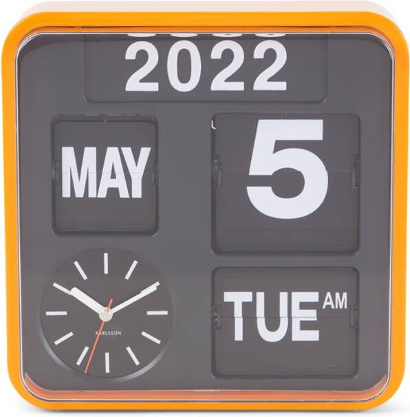 Karlsson Wall Clock Mini Flip Orange Casing, Black Dial