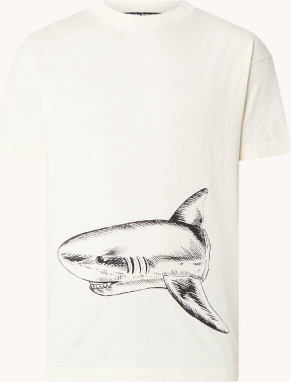 Palm Angels Broken Shark T shirt met front en backprint