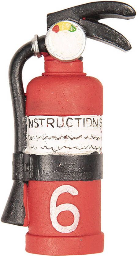 Clayre & Eef Decoratieve Magneet 4x8 Cm Rood Kunststof Blusapparaat Koelkast Magneet Rood Koelkast Magneet