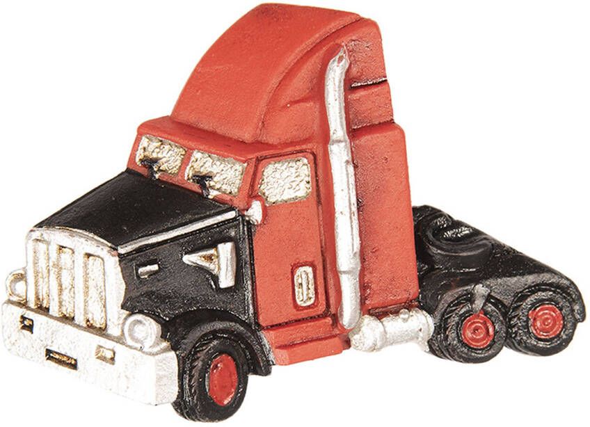 Clayre & Eef Decoratieve Magneet 7x5 Cm Rood Polyresin Vrachtwagen Koelkast Magneet Rood Koelkast Magneet