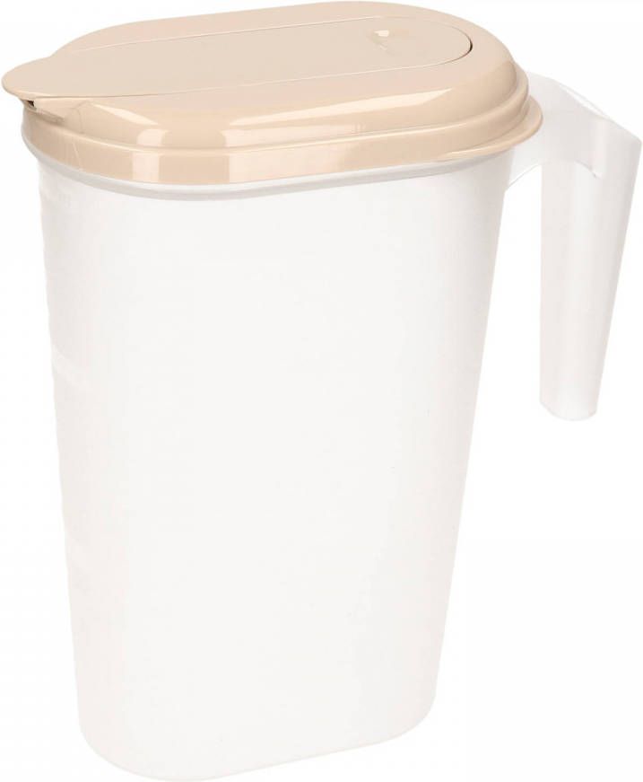 Forte Plastics Waterkan/sapkan Transparant/taupe Met Deksel 1.6 Liter Kunststof Schenkkannen