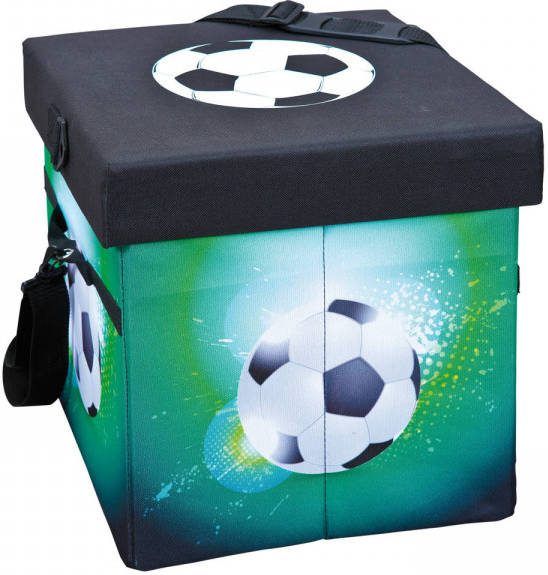 Hioshop Fabo Opbergdozen Koeltas, Kruk, Draagriem, Zwart, Wit, Groen.