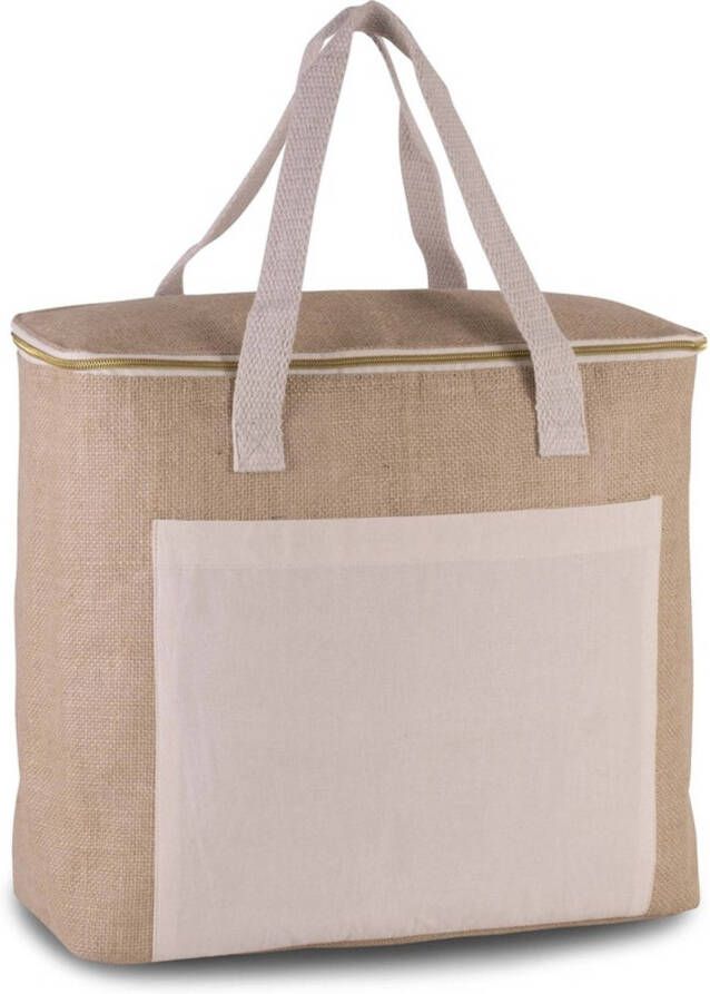 Kimood Grote Koeltas Jute/canvas Xl Naturel 20 Liter 38 X 32 X 16 Cm Koeltas