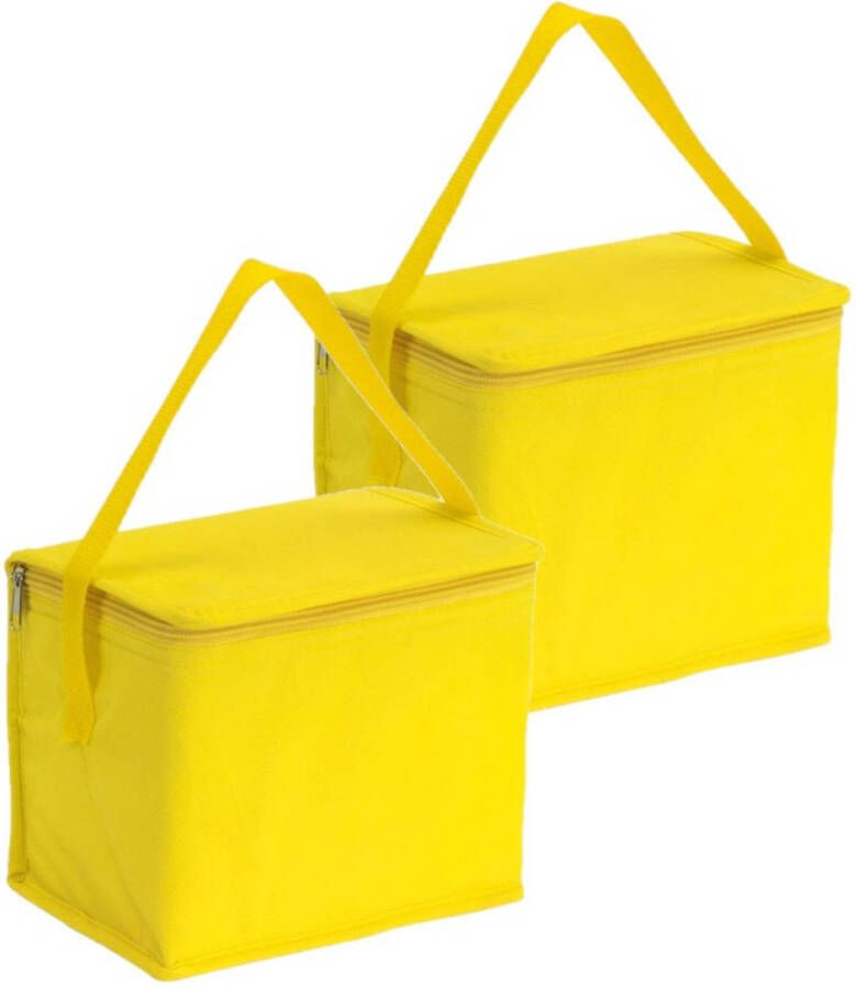 Merkloos 2x Stuks Kleine Koeltassen Voor Lunch Geel 20 X 13 X 17 Cm 4.5 Liter Koeltas