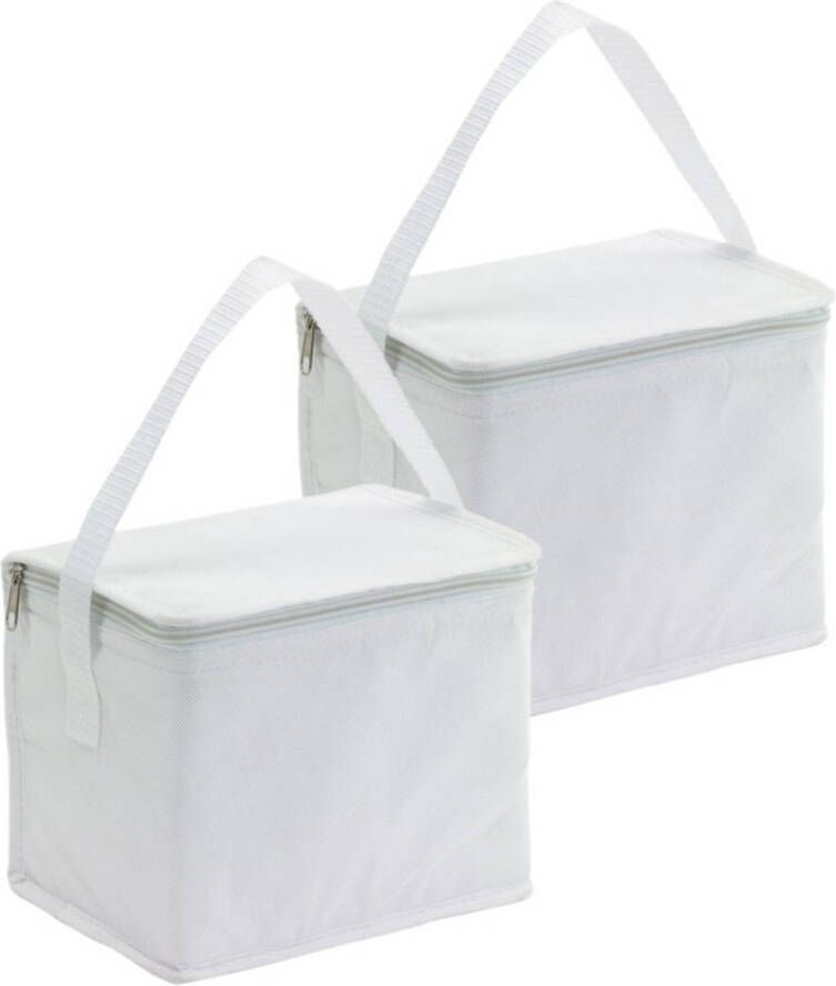 Merkloos 2x Stuks Kleine Koeltassen Voor Lunch Wit 20 X 13 X 17 Cm 4.5 Liter Koeltas