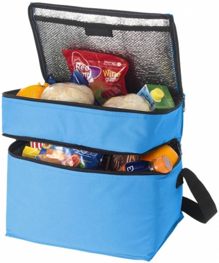 Merkloos Aqua Blauwe Koeltas Met 2 Vakken 14, 7 Liter Koeltas