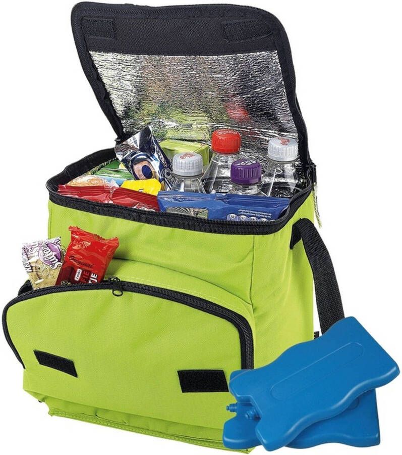 Merkloos Grote Groene Koeltas Met 8x Koelelementen Set Koeltas