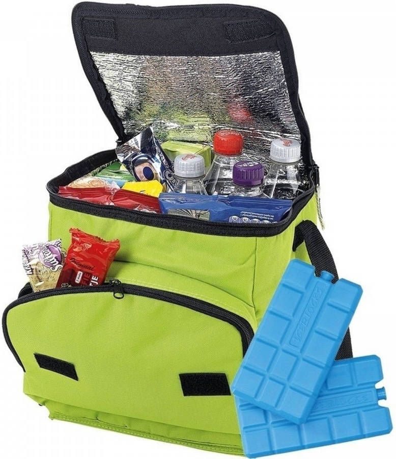 Merkloos Grote Groene Koeltas Met 8x Koelelementen Set Koeltas