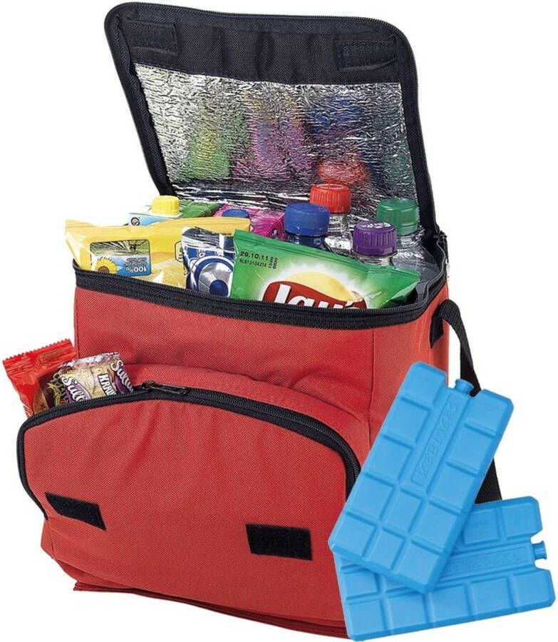 Merkloos Grote Rode Koeltas Met 8x Koelelementen Set Koeltas