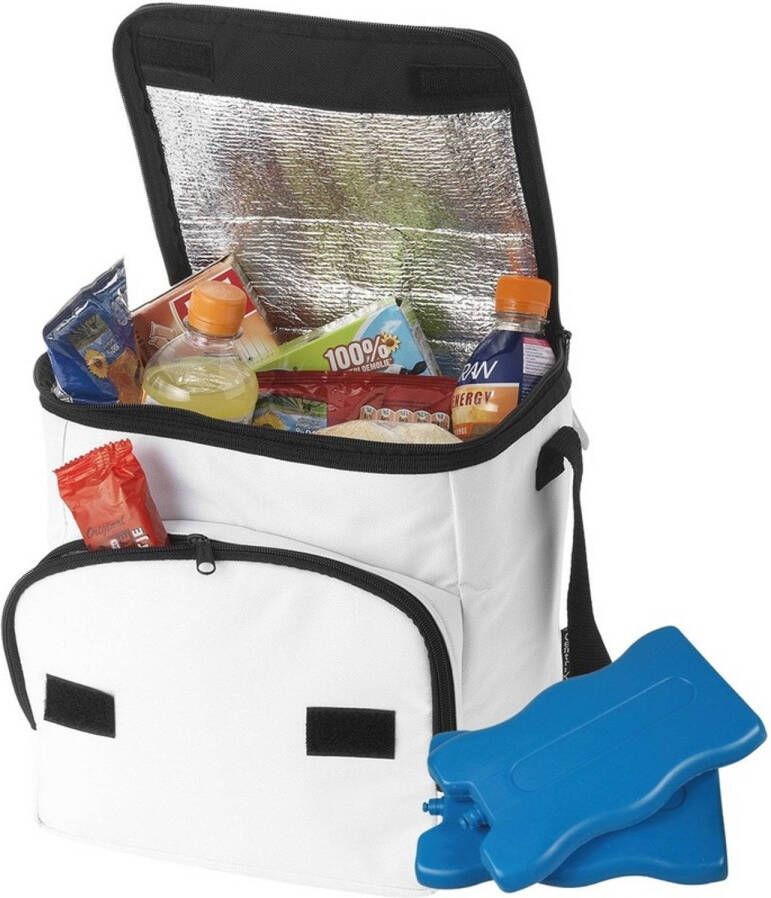 Merkloos Grote Witte Koeltas Met 8x Koelelementen Set Koeltas