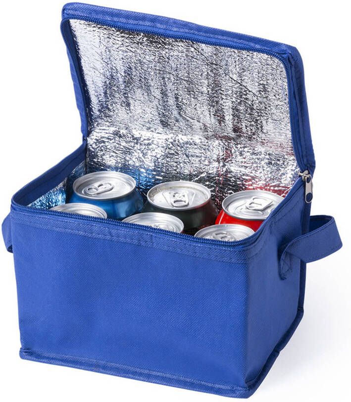 Merkloos Kleine Mini Koeltassen Blauw Sixpack Blikjes Koeltas
