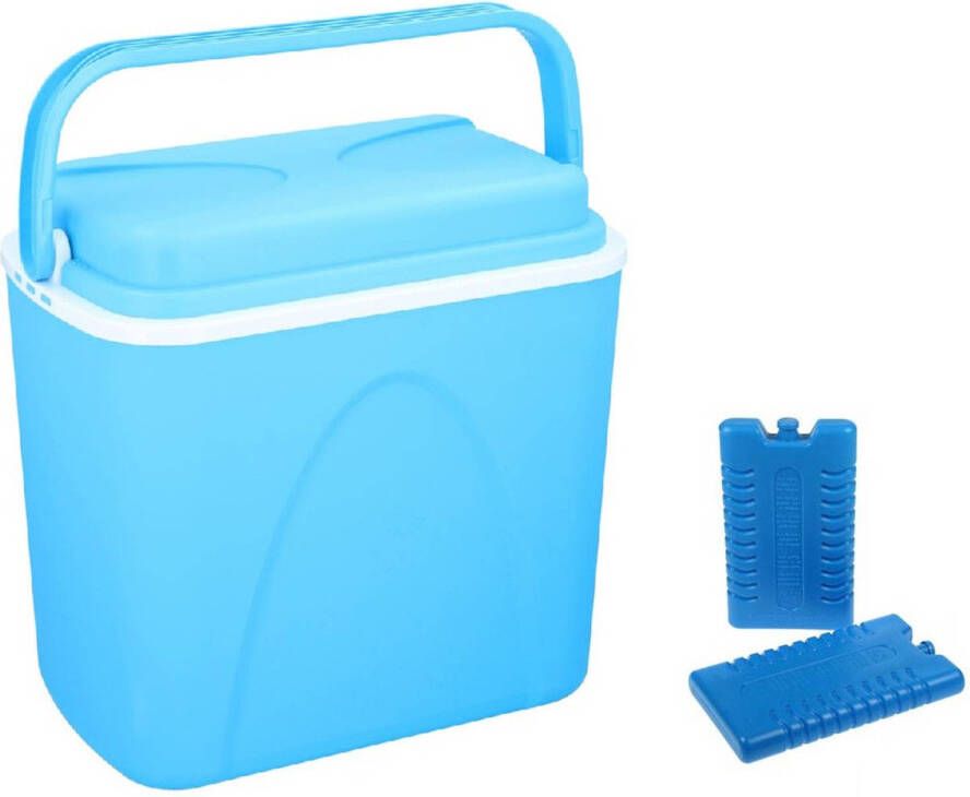 Merkloos Koelbox Blauw 24 Liter 39 X 25 X 38 Cm Incl. 2 Koelelementen Koelboxen