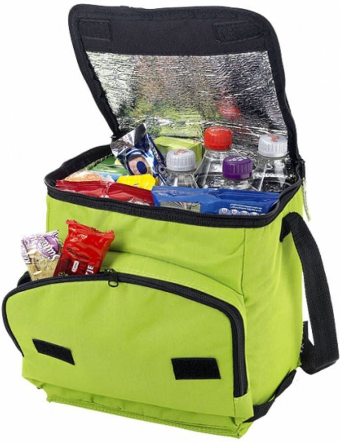 Merkloos Opvouwbare Groene Koeltas Met Voorvak 10 Liter Koeltas