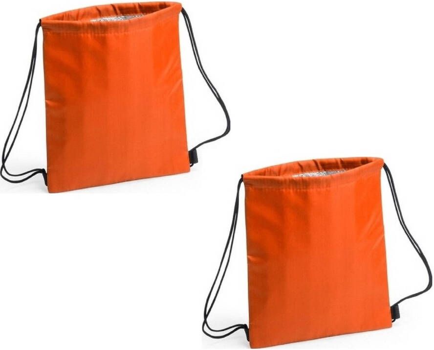Merkloos Set Van 2x Stuks Oranje Koeltas Rugzak 27 X 33 Cm Koeltas