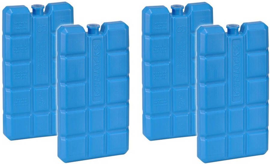 Merkloos Set Van 4x Blauwe Koelelementen 200 Gram 8 X 15 X 2 Cm Koelelementen