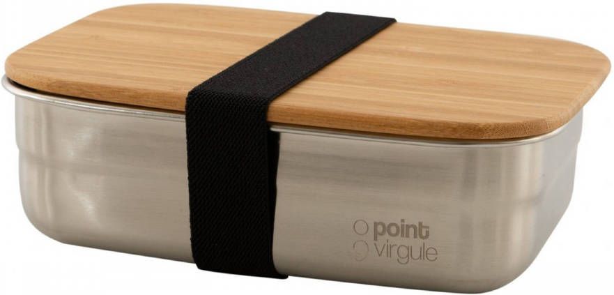 Point Virgule lunchbox uit RVS met deksel uit bamboe 650ml