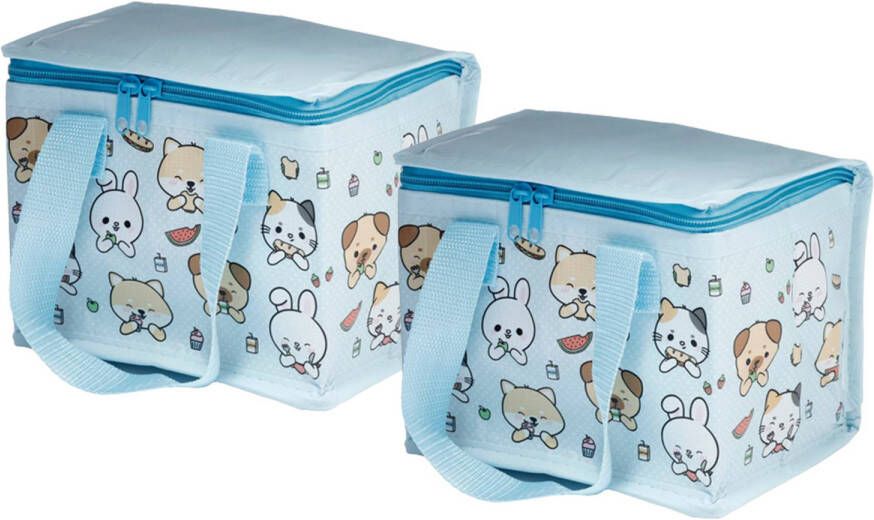 Puckator 2x Stuks Kleine Lunch Koeltas Adoramals Print 21 X 16 X 14 Cm 4, 7 Liter Koeltas