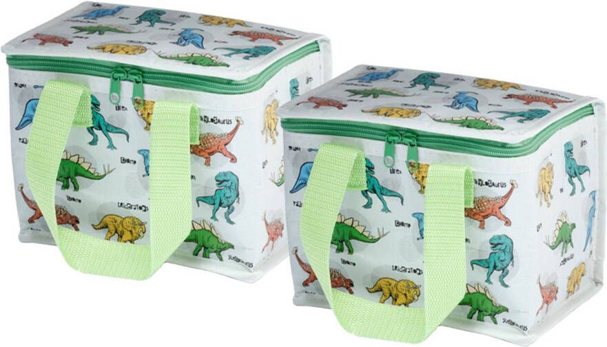 Puckator 2x Stuks Kleine Lunch Koeltas Dinosaurus Print 21 X 16 X 14 Cm 4, 7 Liter Koeltas
