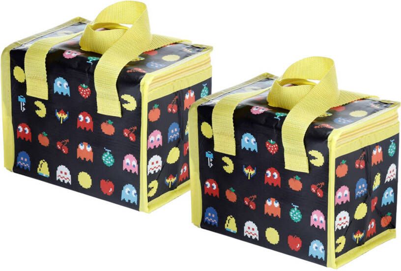 Puckator 2x Stuks Kleine Lunch Koeltas Pac man Print 21 X 16 X 14 Cm 4, 7 Liter Koeltas