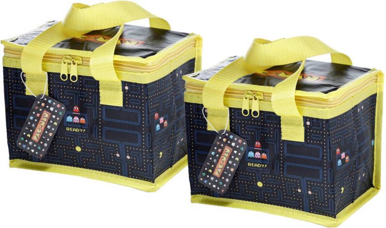 Puckator 2x Stuks Kleine Lunch Koeltas Pac man Print 21 X 16 X 14 Cm 4, 7 Liter Koeltas