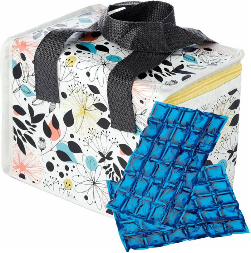 Puckator Kleine Lunch Koeltas Met 2x Flexibel Koelelement Bloemen Print 4, 4 Liter Koeltas