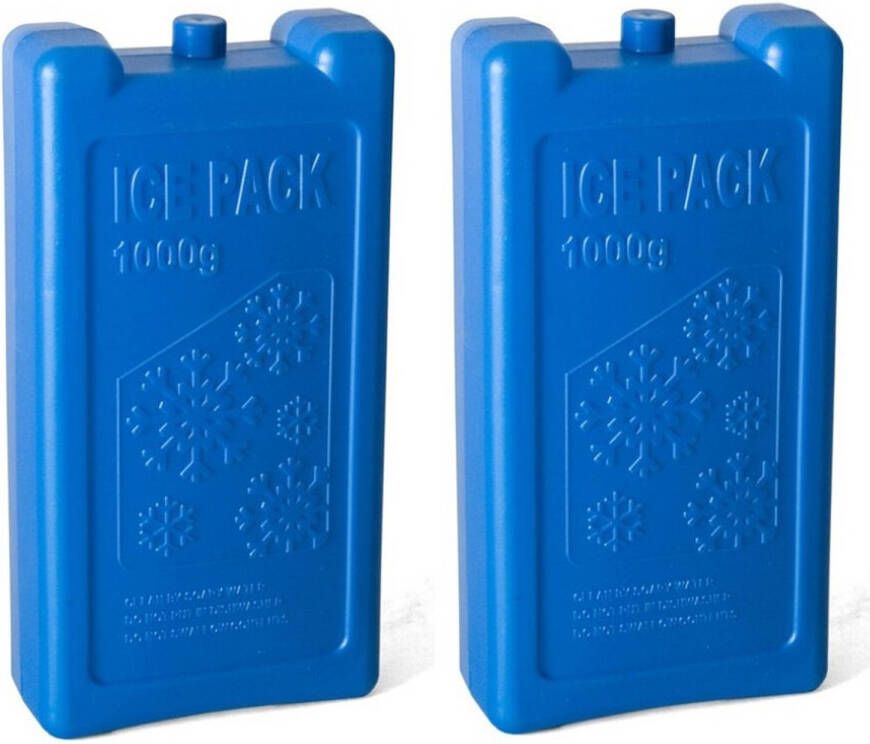 Shoppartners 2x Stuks Koelelementen 1 Liter 12 X 22 Cm Blauw Koelelementen