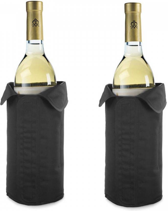 Trendoz 2x Stuks Zwarte Flessenkoelers Koelhoes Zwart Voor Flessen 32 X 23 Cm Koelelementen