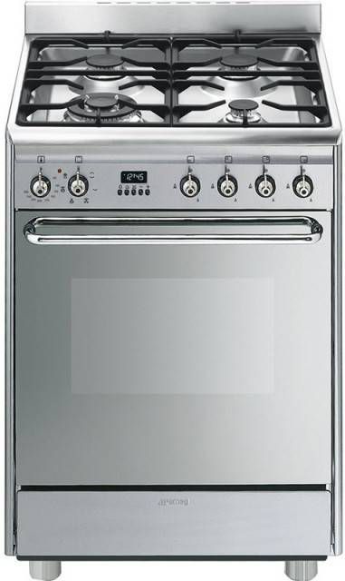 Smeg SNLK60MX9 gasfornuis RVS met 4 gasbranders