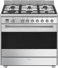 Smeg SNLK916MFX9 gasfornuis RVS met 6 gasbranders online kopen