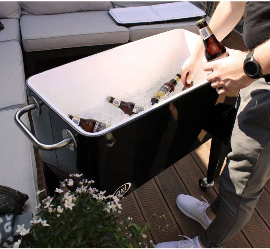 AXI Retro Cooler Zwart Outdoor Koeler Op Wielen Met 76l Inhoud
